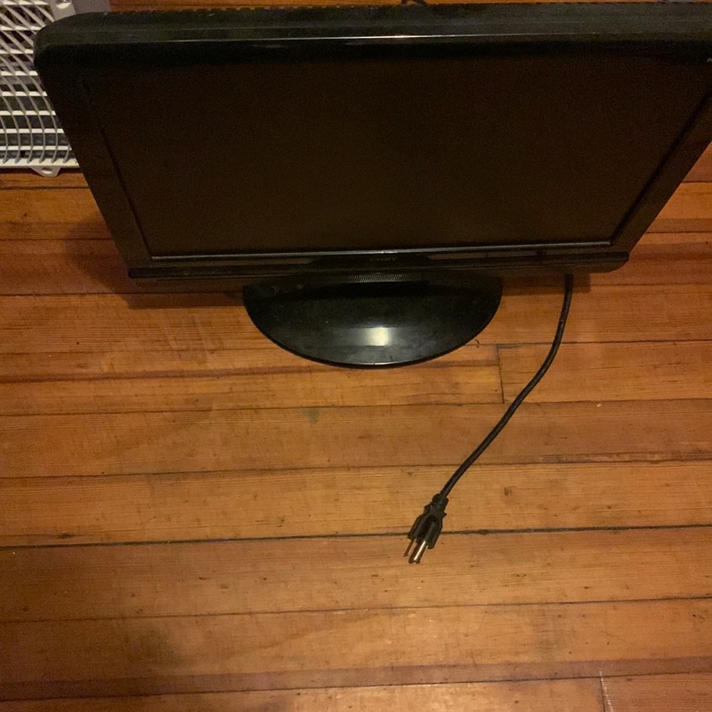 Coby monitor 19” inches. Press hard for sound down.